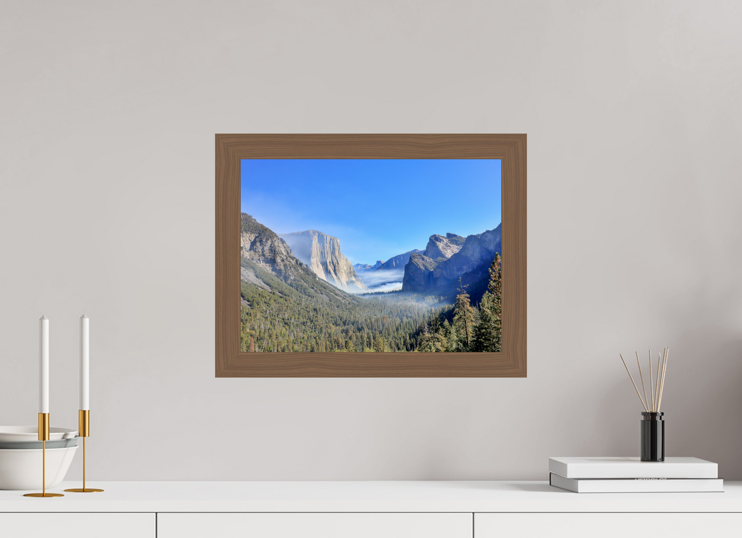 16 x 12″, Walnut Wooden Frame under Acrylic Glass Half Dome View Point in Yosemite National Park
