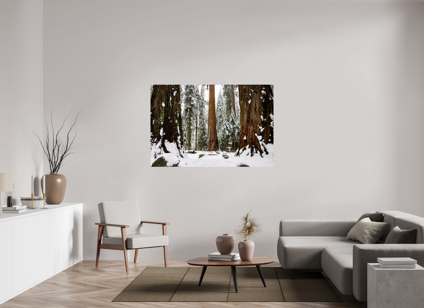 60 x 40″, Metal on Aluminum Backing Sequoia Trees at Big Trees Trail