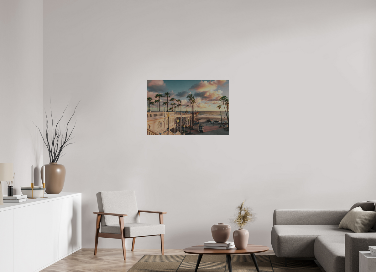 36 x 24″, Direct Print on Brushed Aluminum Beautiful Clouds at the Oceanside Pier