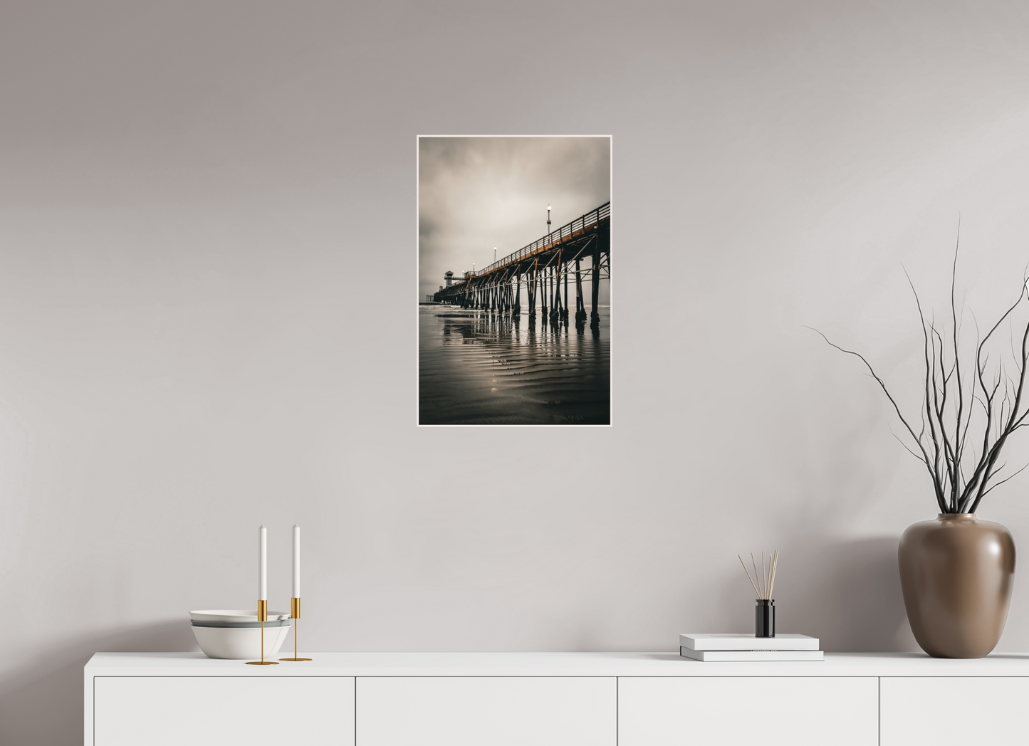16 x 24″, Solid Wood Artbox Oceanside Pier in the Morning