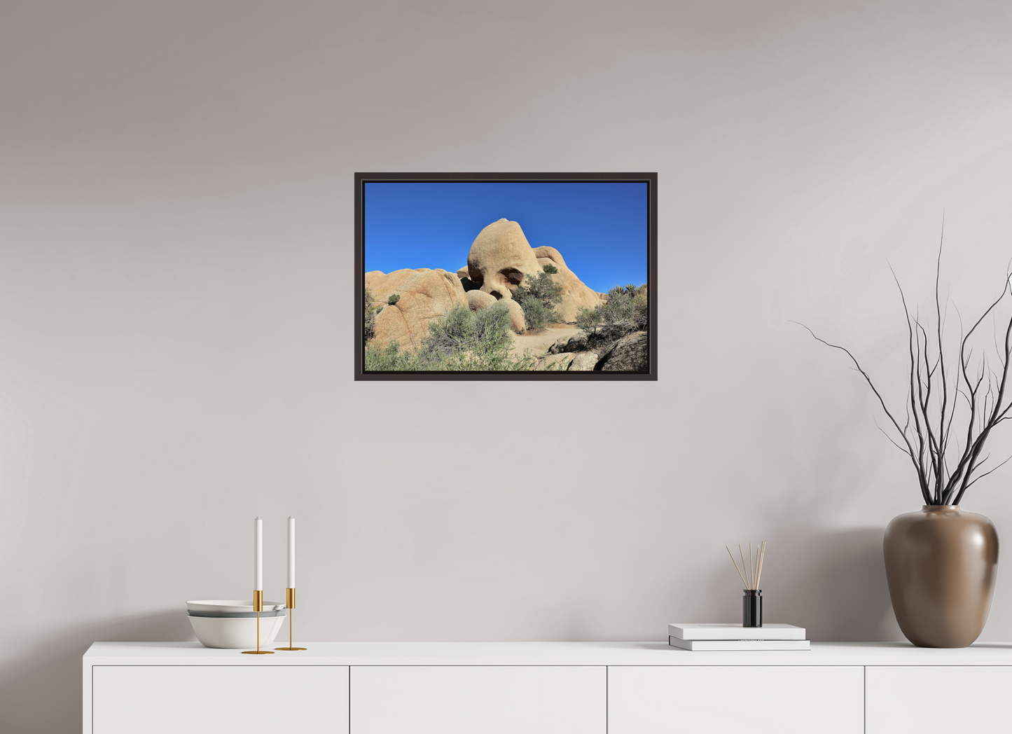 24 x 16″, Alder Brown Wooden Floater Frame Skull Rock