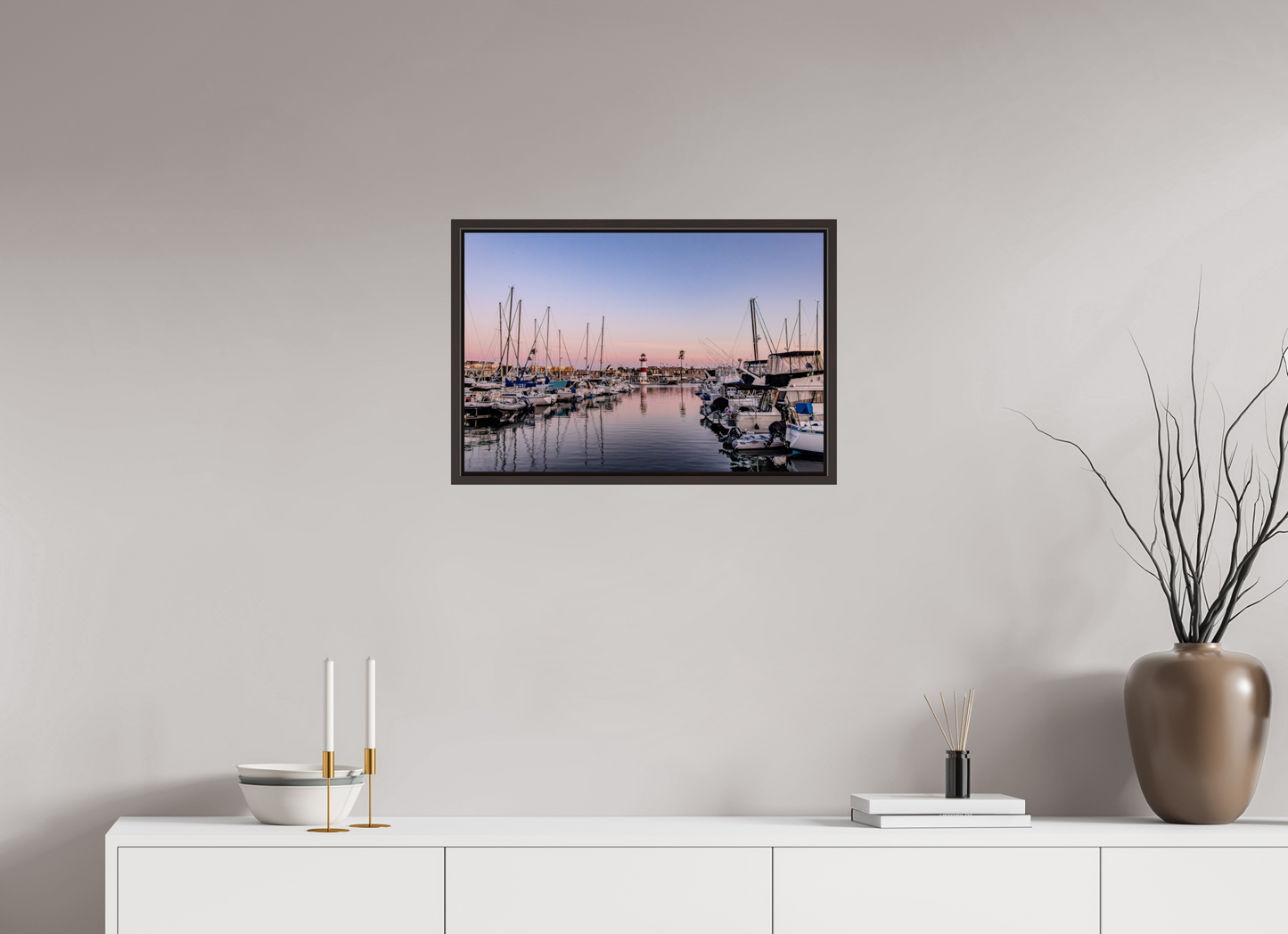 24 x 16″, Alder Brown Wooden Floater Frame The Oceanside Harbor