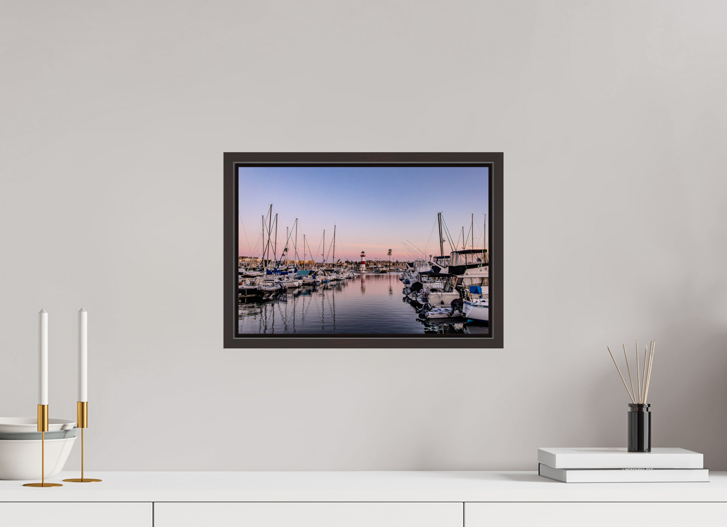 15 x 10″, Alder Brown Wooden Floater Frame The Oceanside Harbor