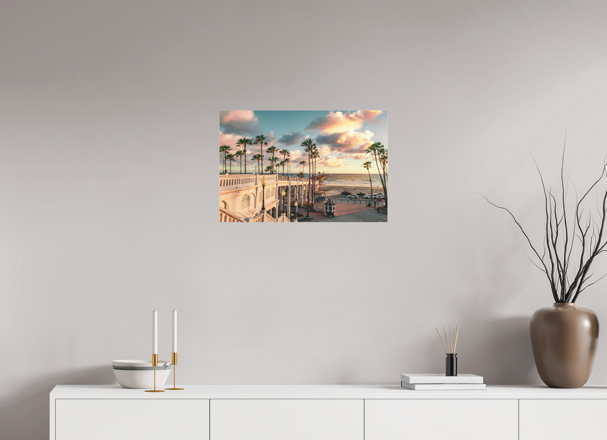 24 x 16″, Fine Art Pigment under Acrylic Glass Beautiful Clouds at the Oceanside Pier