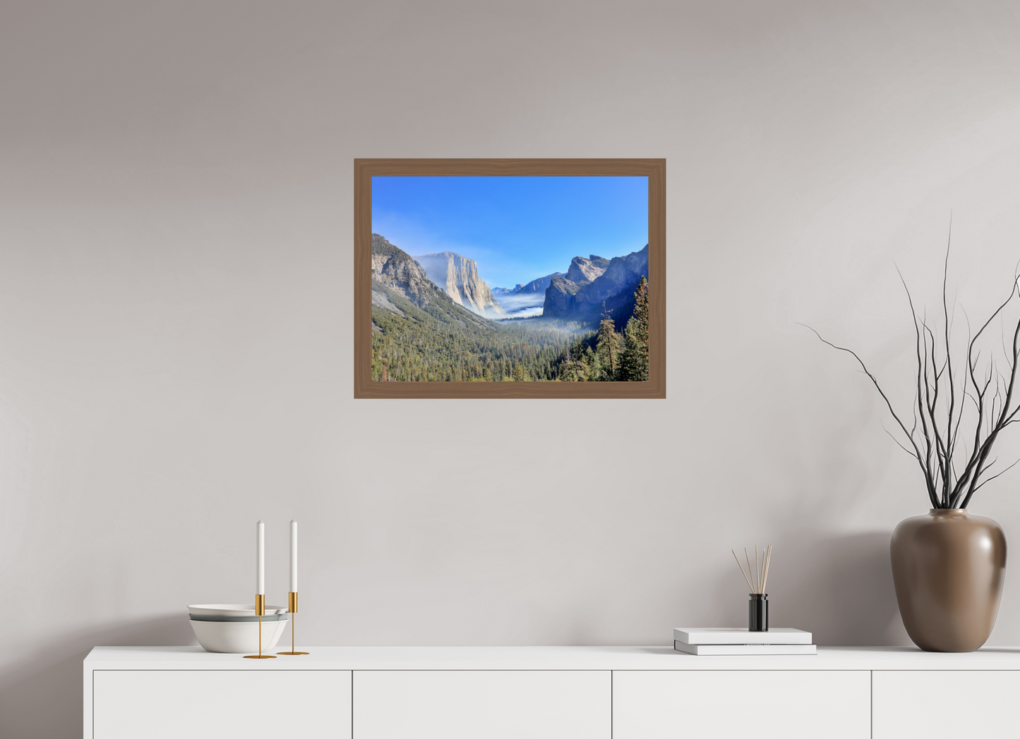 24 x 18″, Walnut Wooden Frame under Acrylic Glass Half Dome View Point in Yosemite National Park