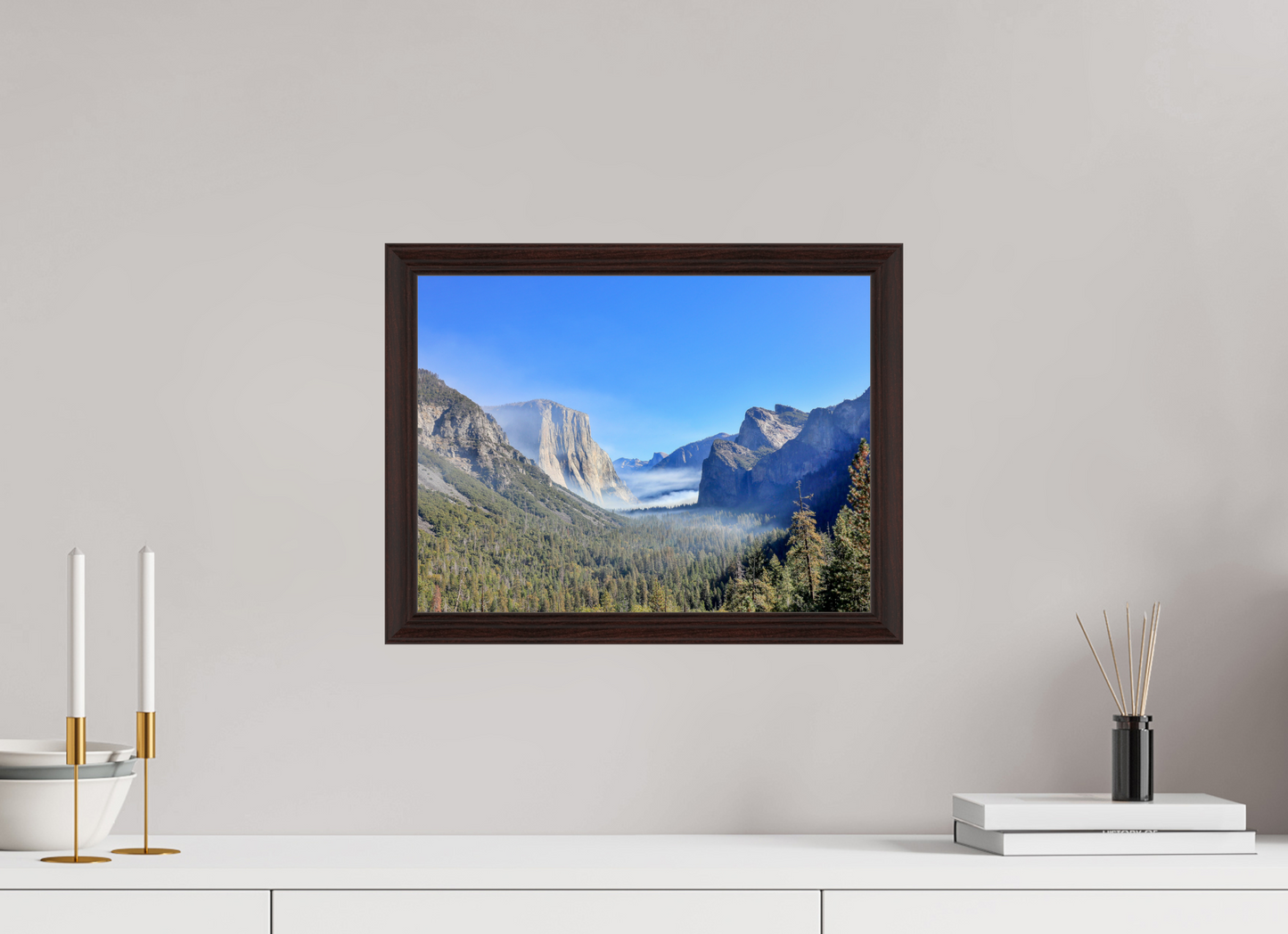 16 x 12″, Dark Brown Wooden Flame under Acrylic glass Half Dome View Point in Yosemite National Park