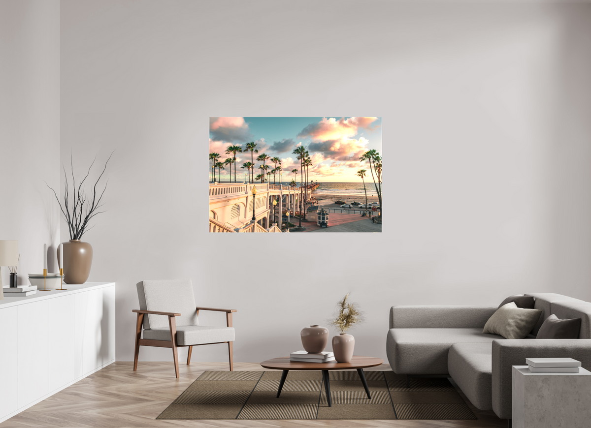 60 x 40″, Glossy Canvas on Stretcher Frame Beautiful Clouds at the Oceanside Pier