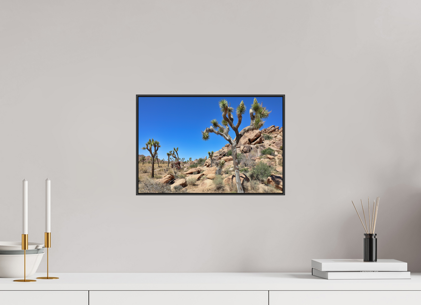 15 x 10″, Aluminium Flame under Acrylic Glass Joshua Trees