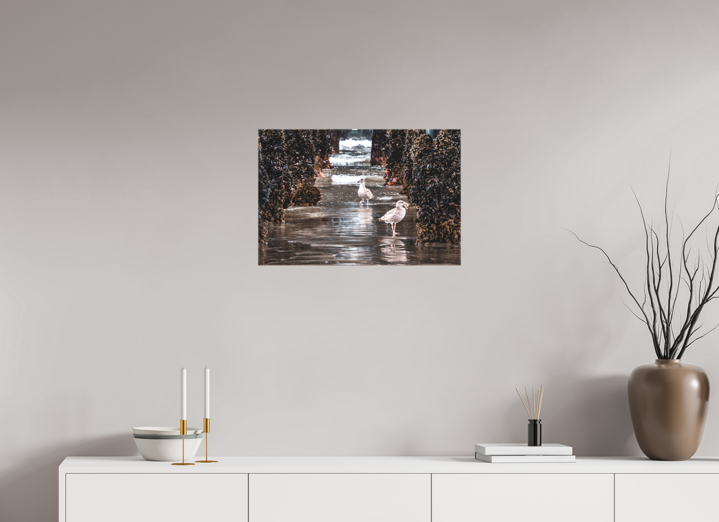 24 x 16″, Glossy Canvas on Stretcher Frame Under the Oceanside Pier