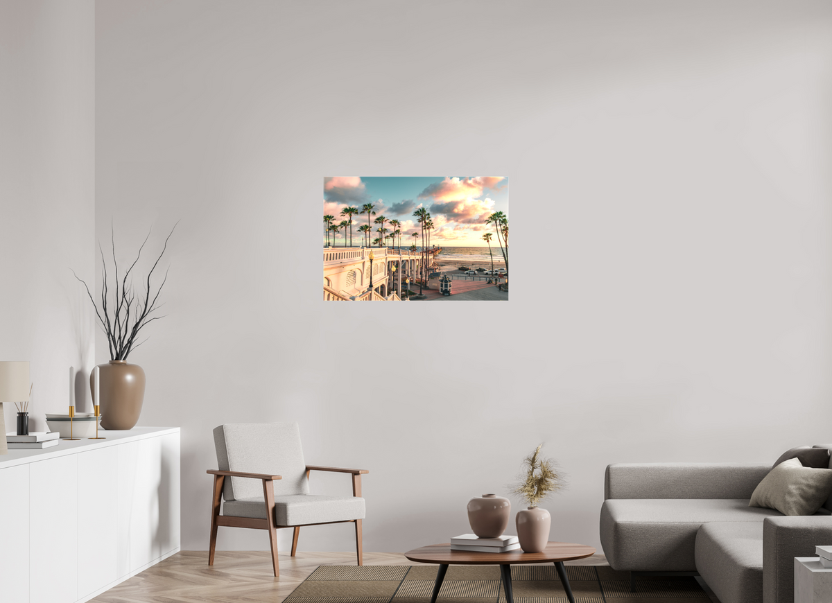 36 x 24″, Glossy Canvas on Stretcher Frame Beautiful Clouds at the Oceanside Pier