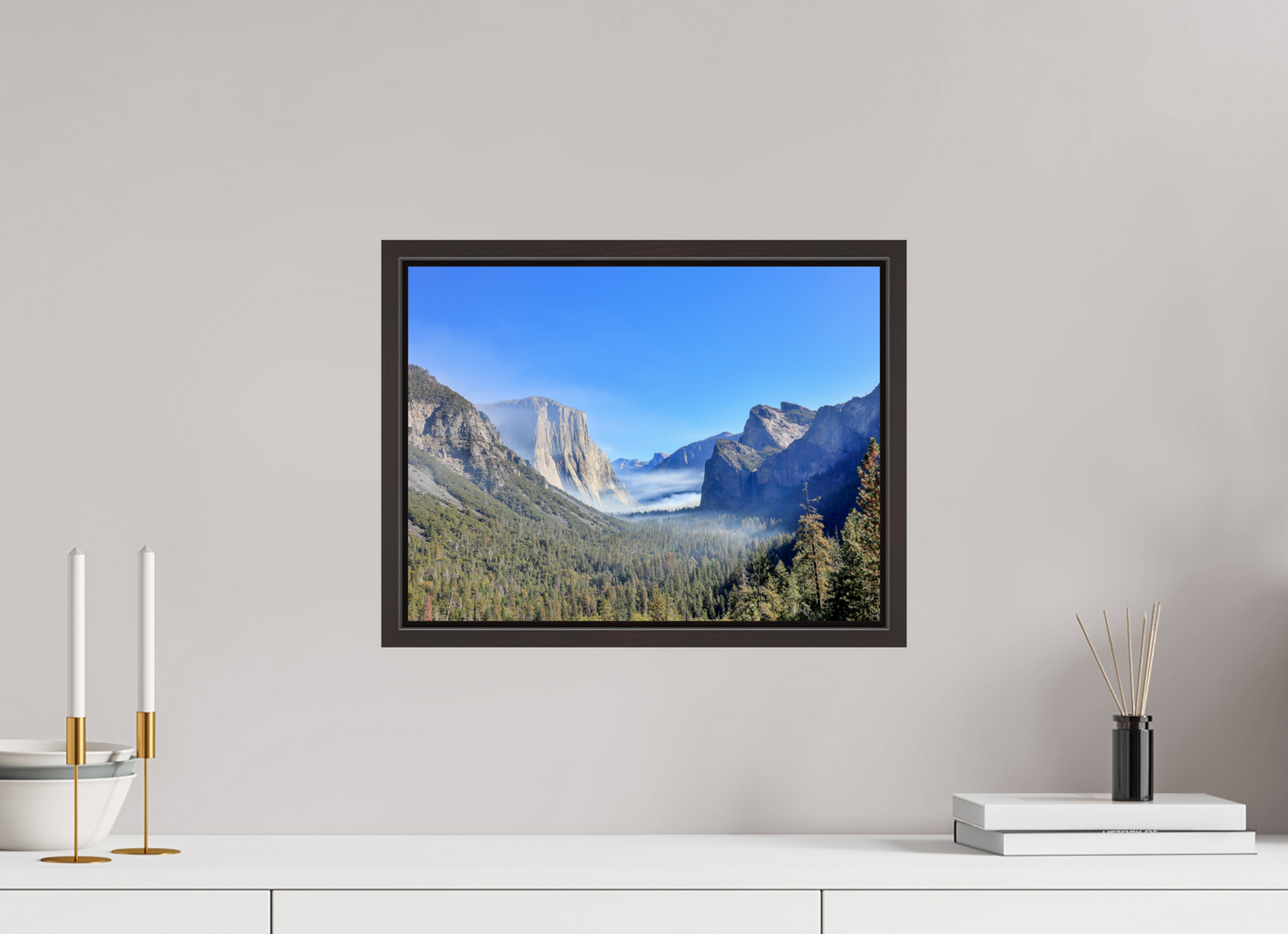16 x 12″, Alder Brown Wooden Floater Frame Half Dome View Point in Yosemite National Park