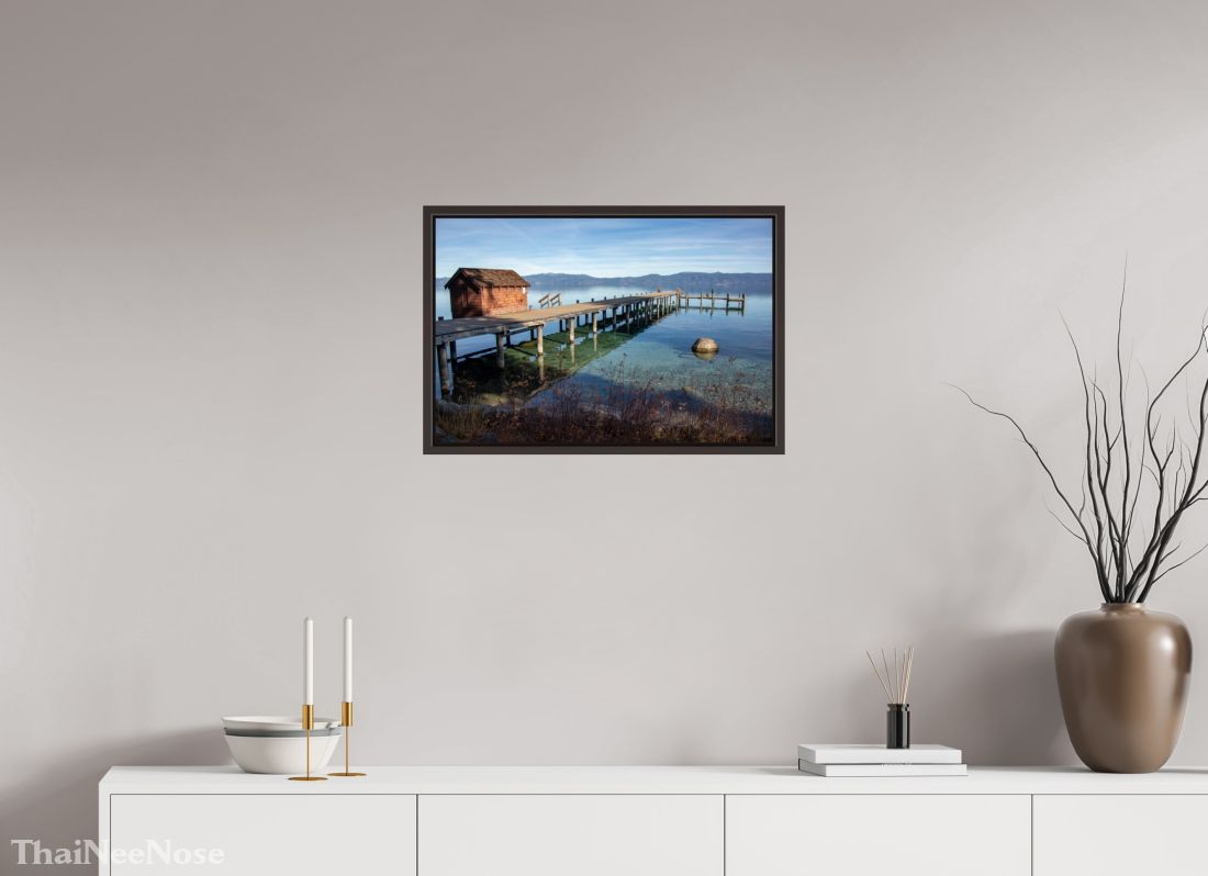 24 x 16″, Alder Brown Wooden Floater Frame Lake Tahoe on the West Side