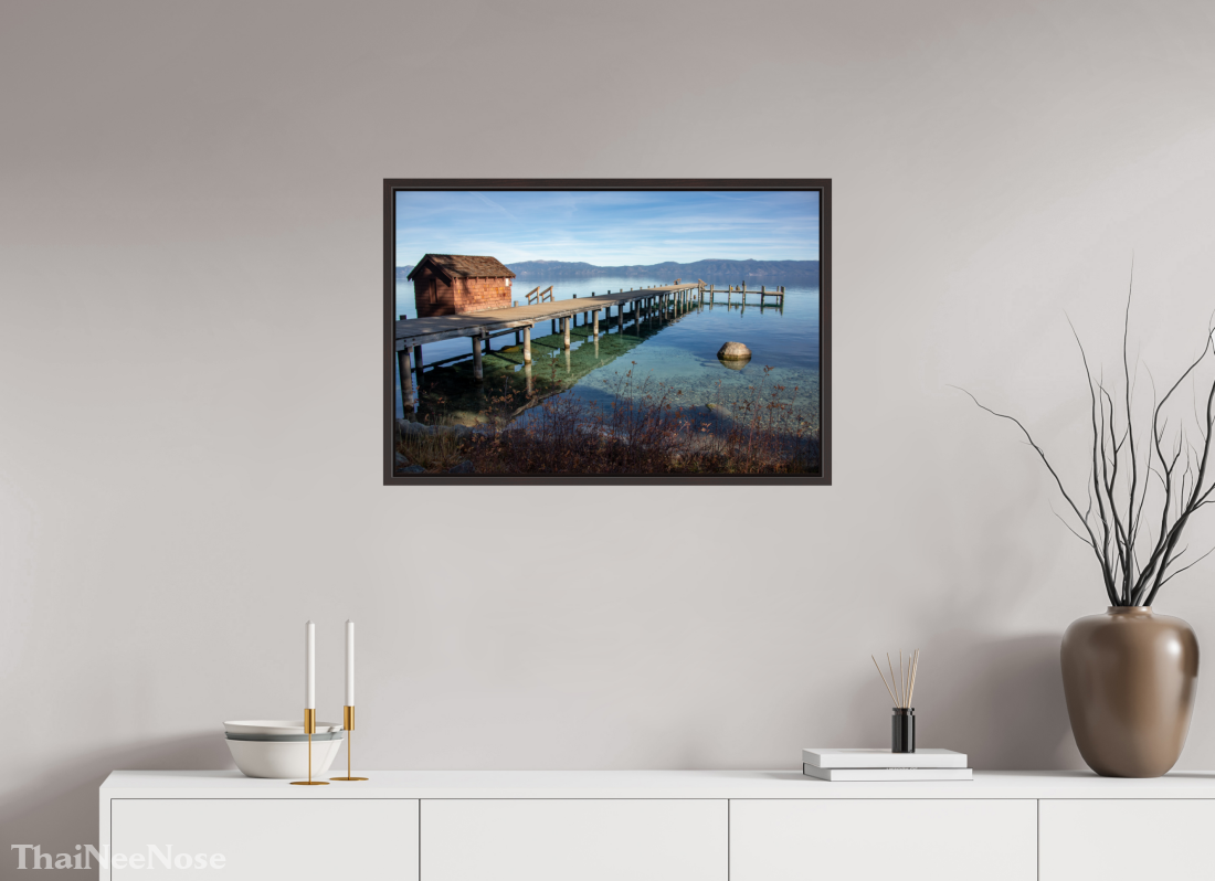 30 x 20″, Alder Brown Wooden Floater Frame Lake Tahoe on the West Side