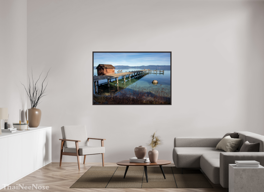 60 x 40″, Alder Brown Wooden Floater Frame Lake Tahoe on the West Side