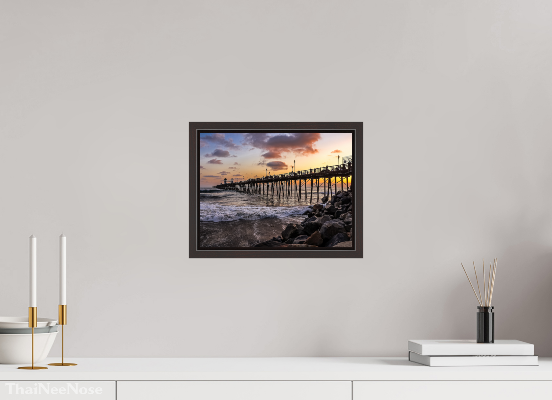 12 x 9″, Alder Brown Wooden Floater Frame The Oceanside Pier