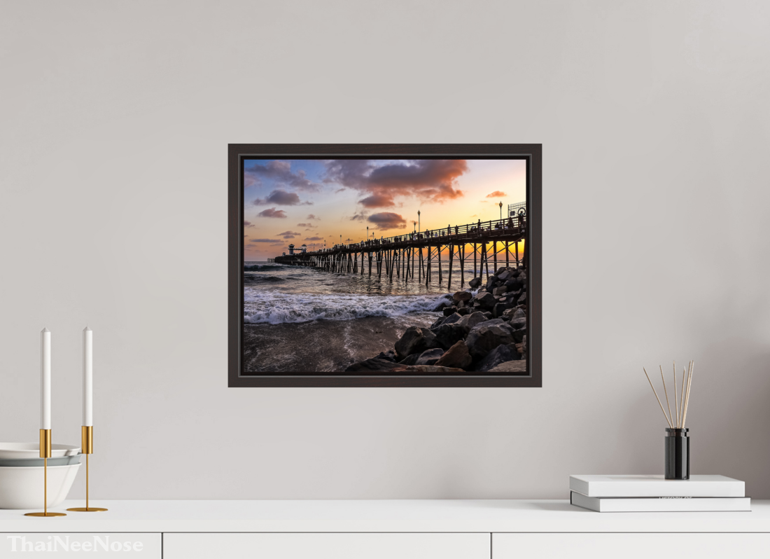 16 x 12″, Alder Brown Wooden Floater Frame The Oceanside Pier