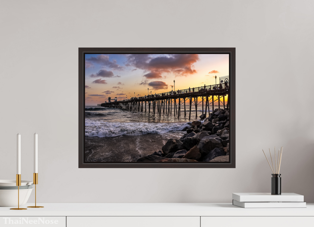 20 x 15″, Alder Brown Wooden Floater Frame The Oceanside Pier