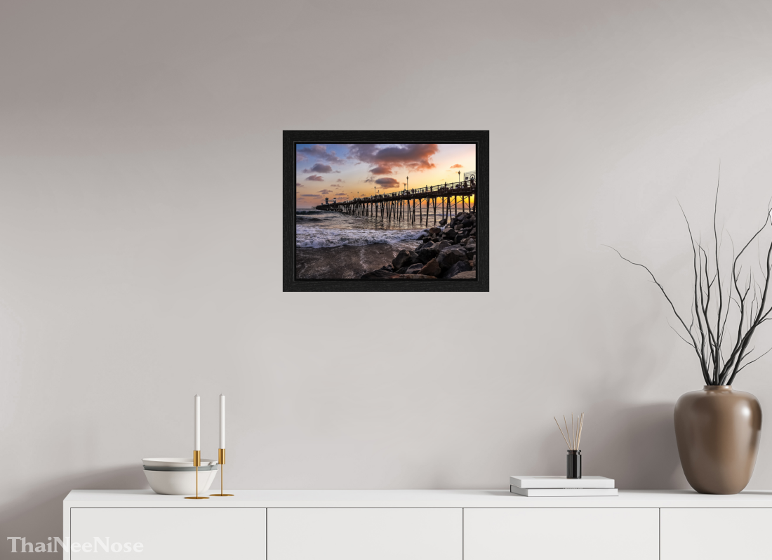 20 x 15″, Black Oak Wooden Flame under Acrylic Glass The Oceanside Pier