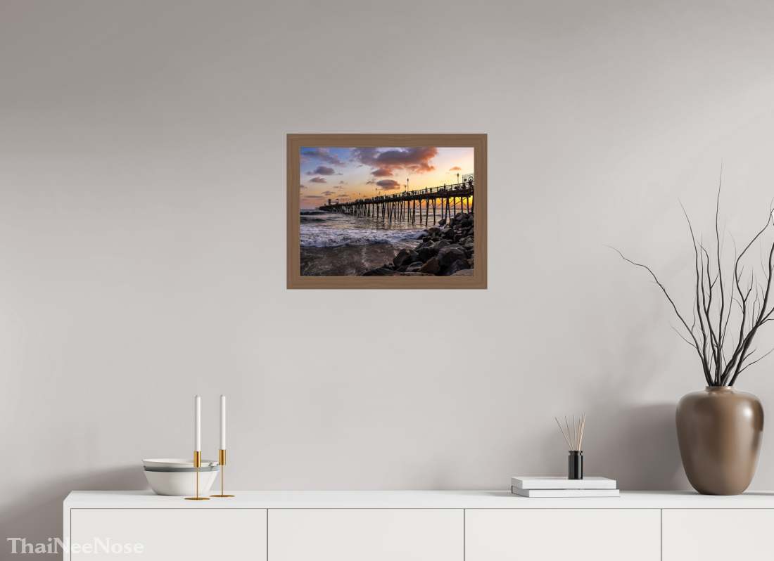 20 x 15″, Walnut Wooden Frame under Acrylic Glass The Oceanside Pier