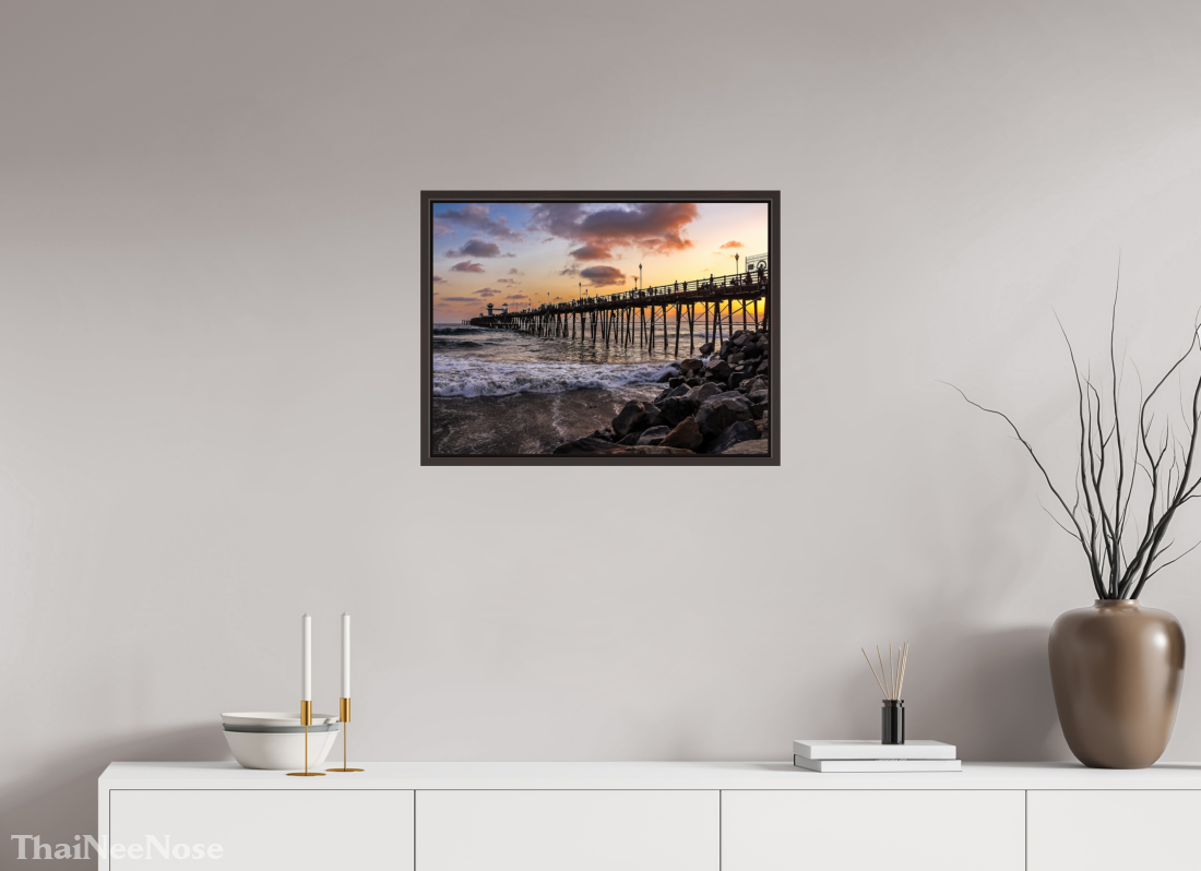 24 x 18″, Alder Brown Wooden Floater Frame The Oceanside Pier