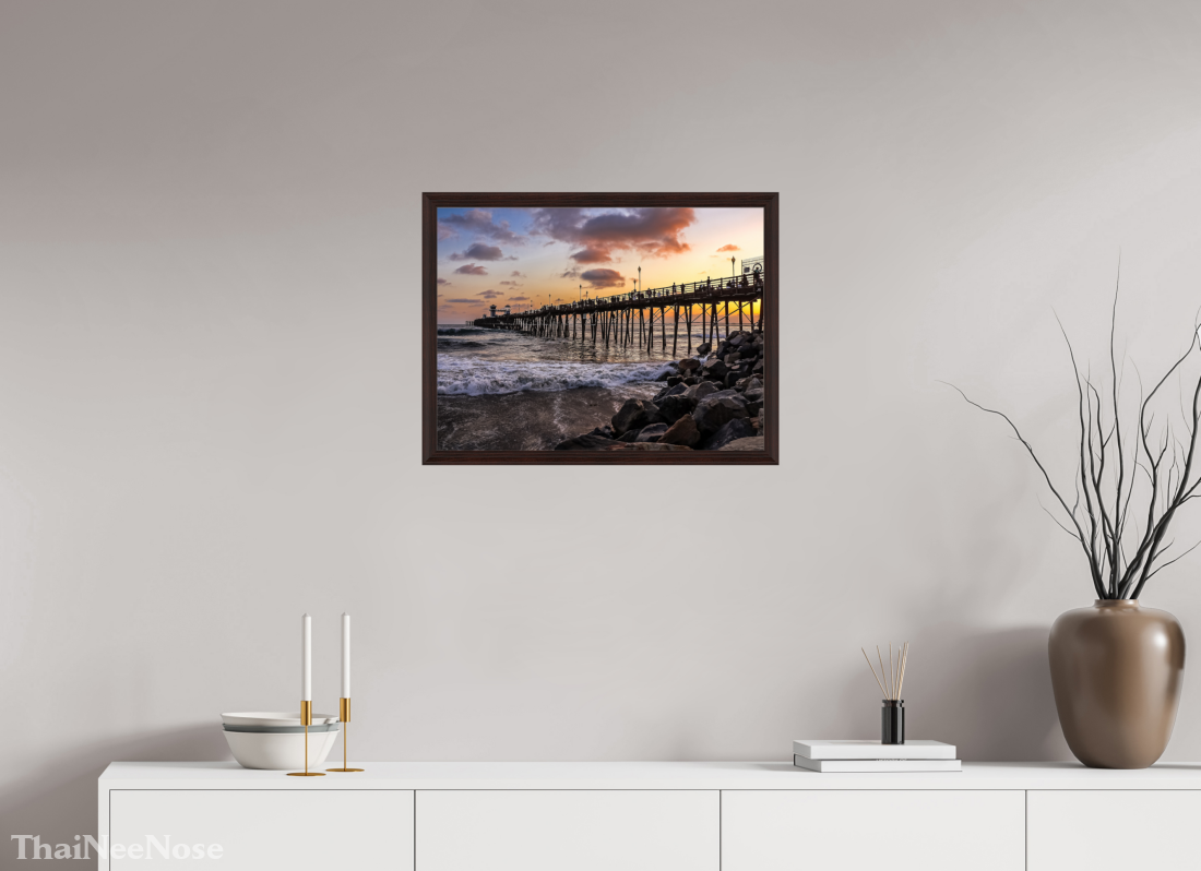 24 x 18″, Dark Brown Wooden Flame under Acrylic glass The Oceanside Pier