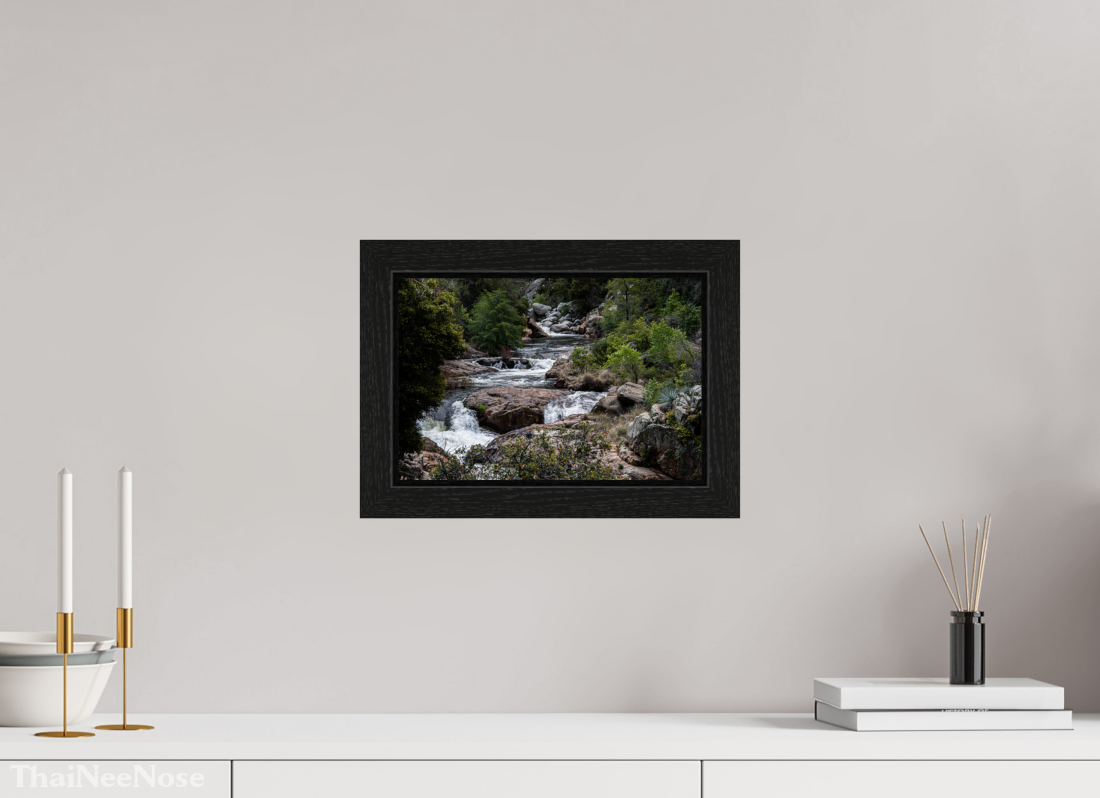 12 x 8″, Black Oak Wooden Flame under Acrylic Glass Three Rivers Gateway to Sequoia National Park