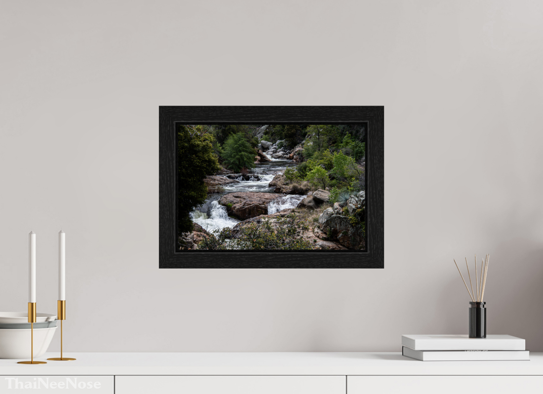 15 x 10″, Black Oak Wooden Flame under Acrylic Glass Three Rivers Gateway to Sequoia National Park