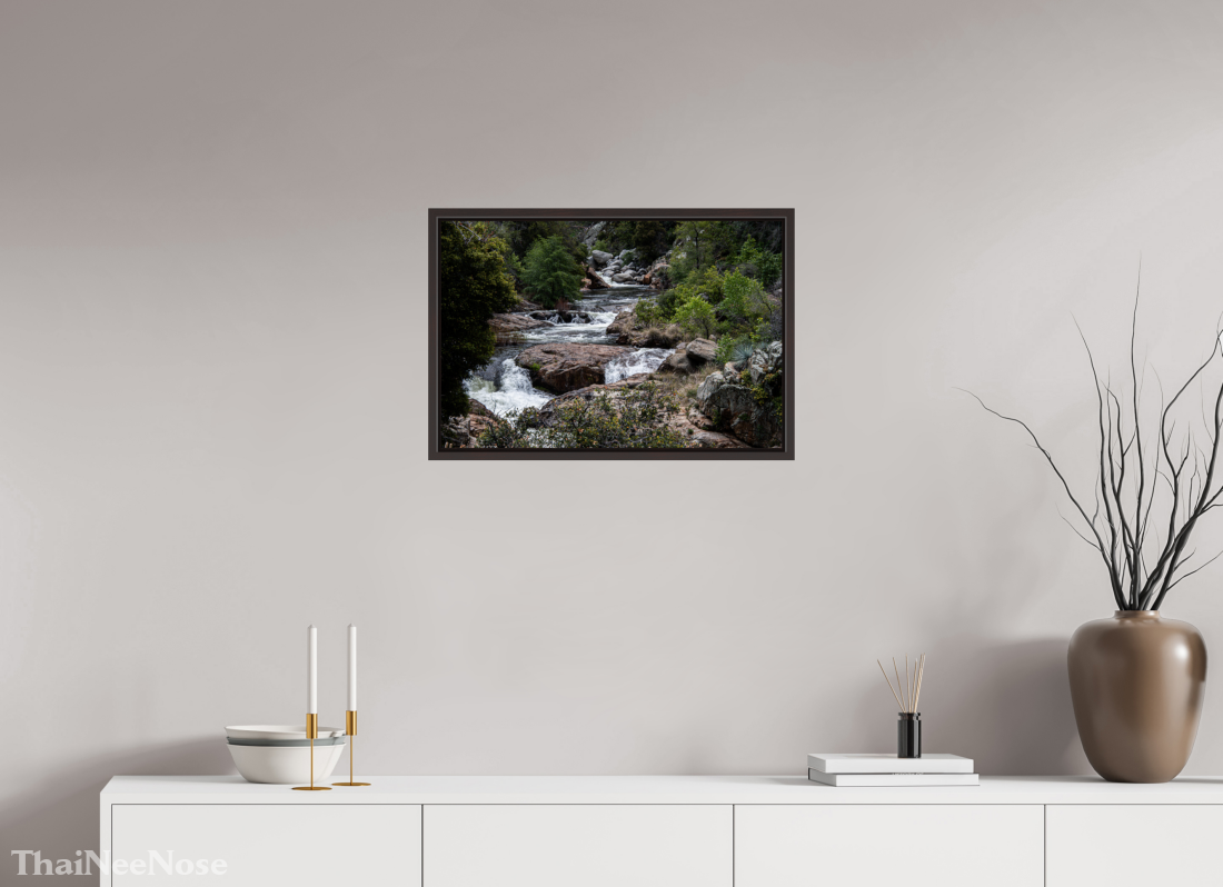24 x 16″, Alder Brown Wooden Floater Frame Three Rivers Gateway to Sequoia National Park