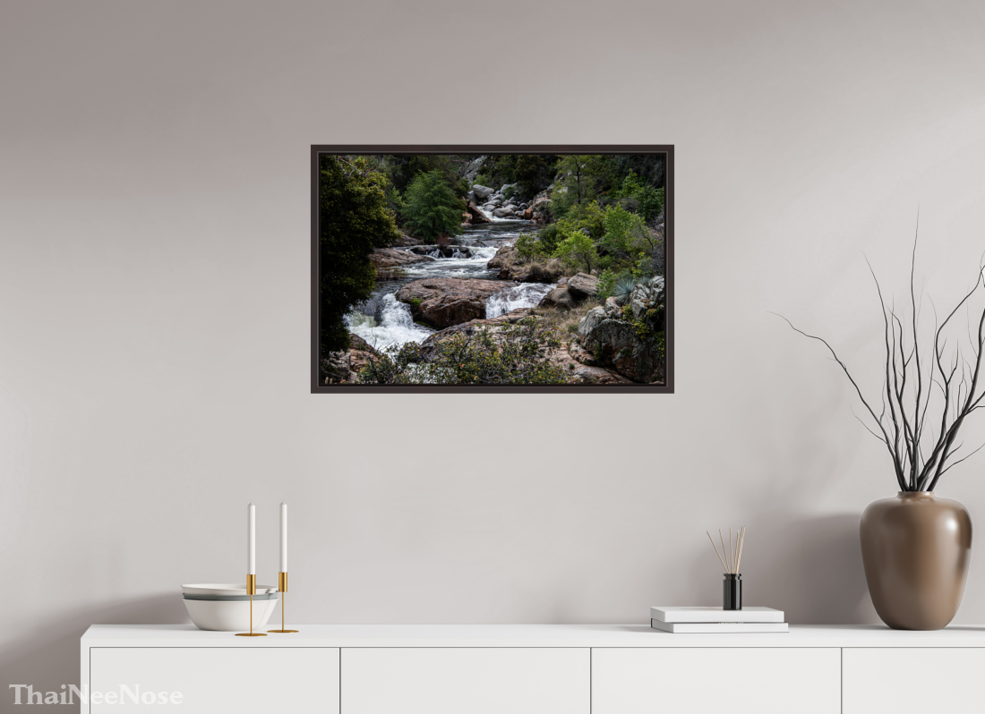 30 x 20″, Alder Brown Wooden Floater Frame Three Rivers Gateway to Sequoia National Park
