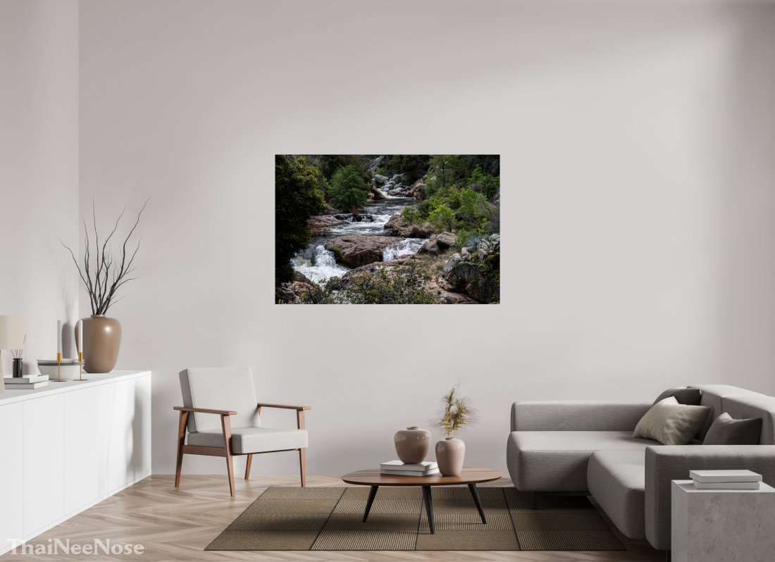 60 x 40″, Metallic Photo Print under Acrylic Glass Three Rivers Gateway to Sequoia National Park